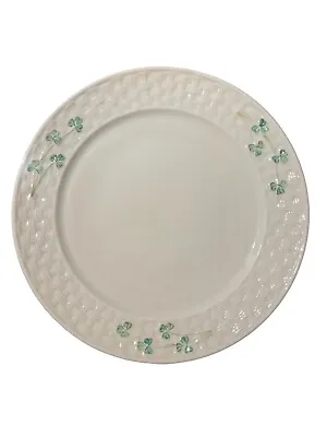 Buy Vintage Belleek Shamrock Basketweave 10 ¾” Dinner Plate Green Mark • 25.99£