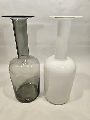 Buy HOLMEGAARD White/Smoke Glass Gul Vases Made Under Licence By Cascade Vintage • 9.99£
