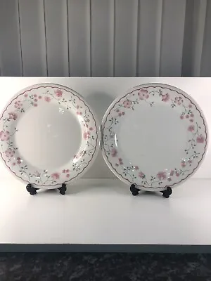 Buy Pink Floral Staffordshire Tableware England Dinner Plates X2 • 16£