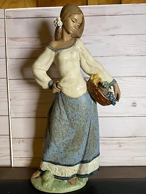 Buy Lladro Large  Seasonal Gifts Woman With Fruit Figurine Gres Finish 2229 • 189.74£