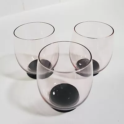 Buy Art Deco Period Liqueur Bar Glasses (3) Clear With Black Angular Base 75mm VTG • 23.50£