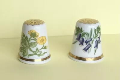 Buy 2 X Spode Bone China Thimbles: Flower Of The Year:1986 Buttercup & 1987 Bluebell • 4£