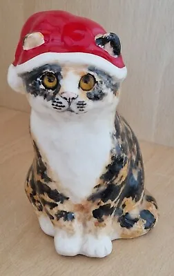 Buy Winstanley Size 2 Pottery Christmas Cat With Cathedral Glass Eyes New Signed (1) • 48£