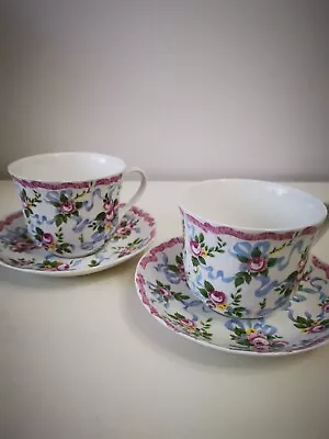 Buy 2 X Roy Kirkham Bone China Large Tea Cup & Saucer (Floral) Excellent Beautiful • 30£
