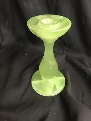 Buy Art Glass Jade Green Alabaster Candlestick 15cm Tall - VGC • 2.99£