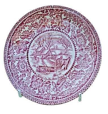 Buy VINTAGE NGLISH IRONSTONE TABLEWARE SALAD PLATE PINK  Winter At The Farm  • 11.96£