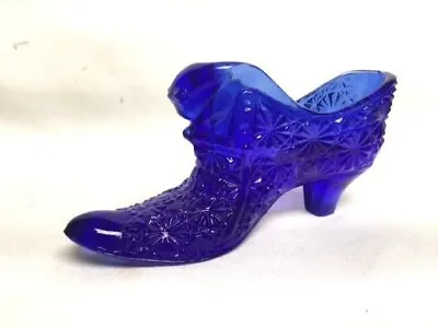 Buy Vintage FENTON Cobalt Blue Glass Cat Slipper Shoe Signed Old Mint • 13.03£