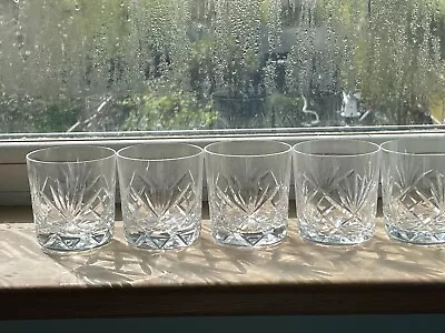 Buy Set Of 5 Royal Brierley Berkeley Lead Crystal Cut Glass Whisky Tumblers 7.5cm • 50£