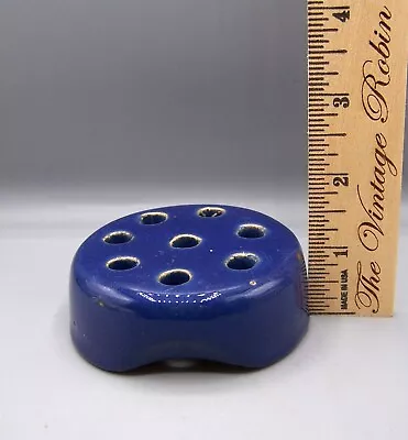 Buy Vintage Weller Blue Glazed Pottery 8 Hole Flower Frog • 9.59£