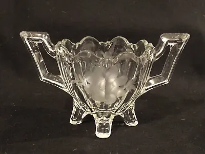 Buy Vintage Art Deco Pressed Glass Sugar Bowl Etched Floral Design Footed Early 20th • 9.65£