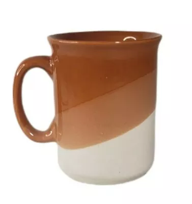 Buy VINTAGE 70s Pottery WARM Beige Brown Tri-Color Stripe STONEWARE Coffee Mug • 12.75£