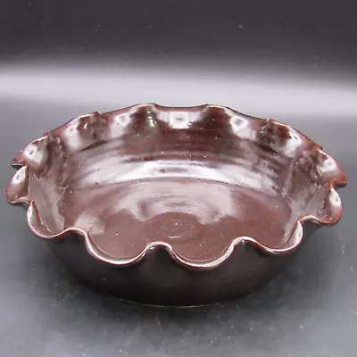 Buy Jugtown Ware Pottery Pie Plate, Dark Brown Ruffle Edge, 8 3/4  D, Serving Dish • 11.27£