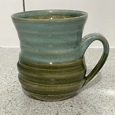 Buy Small Carron Studio Pottery Green Ribbed Mug Cup Scotland • 12.59£