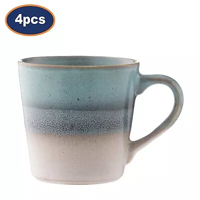 Buy Coffee Mug Set 4pcs Stoneware 400ml Reactive Glazed Fade Blue Cup Hot Choco Tea • 20.95£