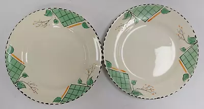 Buy Vintage B&L Ltd Burleigh Ware 20cm Ceramic Plates X2 White Green E4 P829 • 5.95£