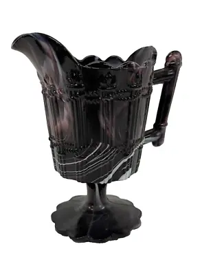 Buy Antique Victorian Amethyst Marbled Malachite  Slag Pressed Glass Jug • 27£