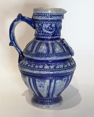 Buy Antique Mid 19thC German Westerwald Salt Glazed Pottery Jug Pitcher Cobalt • 45£
