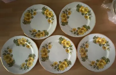 Buy 4x Royal Vale Yellow Flowers Tea Plates- Bone China. Exc Condition. See Info • 8£