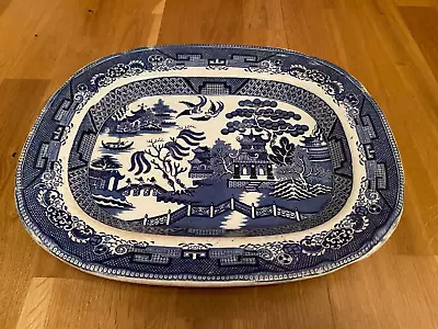 Buy Lovely Large Antique Platter In Willow Pattern • 19.99£