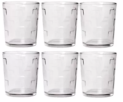 Buy CoK Square Pattern Glass Large Tumbler Set Stackable Juice Water Glasses Set 6 • 12.99£