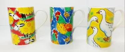 Buy 3x Dunoon Stoneware Mugs Cups Animal Farm Designed By Jane Brookshaw Tea Coffee  • 16.95£