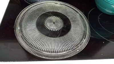 Buy Vintage 12 Inch Clear Pressed Glass Cake Plate Three Legs Diamond Cut Style... • 12.64£