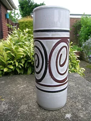 Buy Tall Vintage Cinque Ports Rye Brown Spiral Pattern Studio Pottery Cylinder Vase • 6.99£