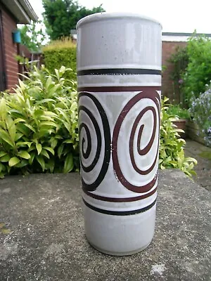 Buy Vintage Cinque Ports Rye Beige Brown Spiral Pattern Studio Pottery Cylinder Vase • 6.99£
