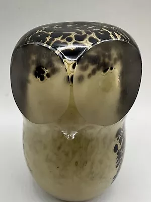 Buy Wedgwood Art Glass Speckled Brown Owl Paperweight Figurine Sculpture 1.5 Lbs 4” • 28.40£