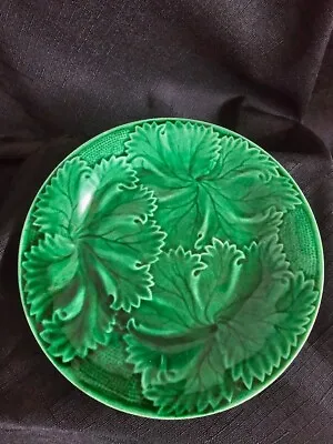 Buy Antique 1880s Majolica Pottery Leaf Plate With RS Anchor Mark • 11£