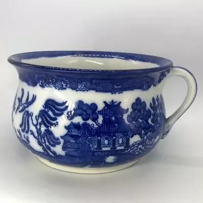 Buy Antique Royal Doulton England, Flow Blue Willow, Chamber Pot • 110.24£