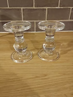Buy Vintage Two Beautiful Heavy Glass Dual Size Candle Holders . Vgc. • 36.99£