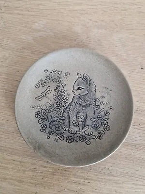 Buy Poole Pottery - Round Decorative Cat Plate / Pin Dish 13cm Across # • 6£