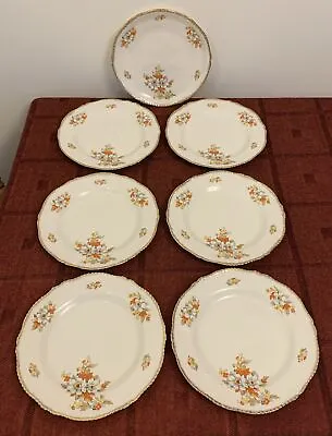 Buy 6 Vintage Woods Ivory Ware Floral Side Plates 9” + Bread Plate • 10£