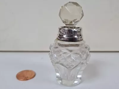 Buy  Vintage Scent Bottle Perfume Cut Glass  Silver Top  • 5£