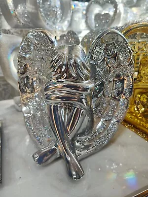 Buy Beautiful Angel With Wings Silver Sparkle Bling Ornament Crushed Diamond Gift • 19.99£