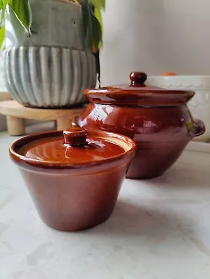 Buy Vintage Stoneware Casserole Pot Crock & Hot Pot Lidded Bowl Kitchen Ware Serving • 6.99£