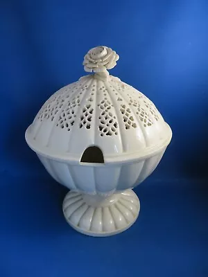 Buy Antique 18thc Leeds Creamware Comport & Reticulated Cover C1780- Flower Finial • 45£