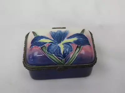 Buy Old Tupton Ware Trinket Box Hand Painted Enamel Blue Floral Flowers • 14.99£
