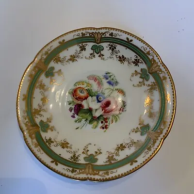 Buy Hand Painted Antique Saucer Coalport ? Gold Vine Green Band Floral Bowl Shape • 22£