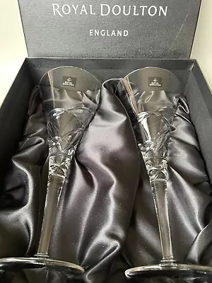 Buy 2 X Royal Doulton Hand-cut Crystal 270ml Saturn Wine Glasses In Presentation Box • 29.95£