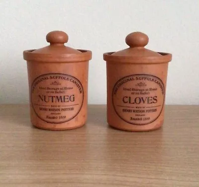 Buy 2 X Henry Watson Pottery The Original Suffolk Canister Nutmeg Cloves Terracotta • 5£