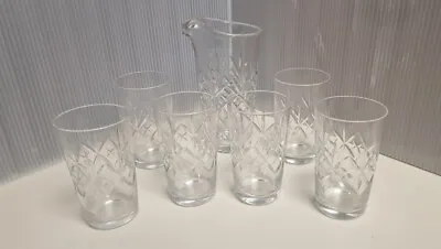 Buy Vintage Cocktail Ice Jug With 6 Tumbler Glasses -  All Cut Crystal Glass Quality • 75£