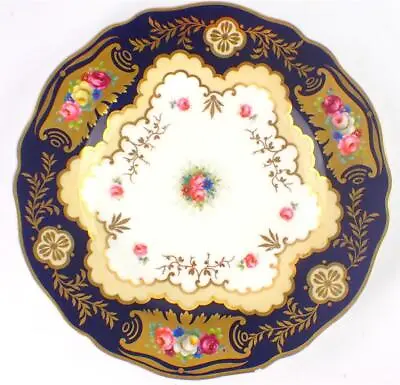 Buy Antique Spode Copelands China Porcelain Plate Flowers Gilt Cobalt Blue Border • 49.99£