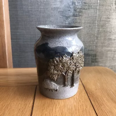 Buy Isle Of Arran The Craw Studio Pottery Small Vase  Embossed With Sheep & Trees • 20£