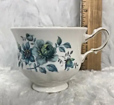 Buy Queen Anne Tea Cup Blue Turquoise Flowers Fine Bone China Made In England Vtg • 14.39£