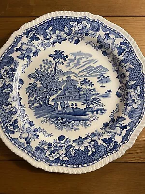 Buy Seaforth Plate Woods Burslem Blue White English Vintage Pottery 25cm 10  • 4.95£