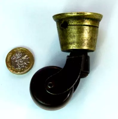 Buy Single Antique Brass Cup Castor Victorian/edwardian Ceramic/pottery Wheel • 9.99£