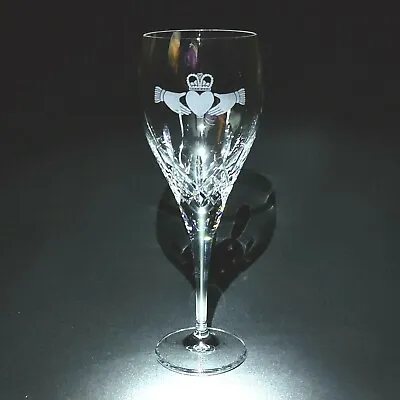Buy 1 (One) GALWAY CLADDAGH Etched And Cut Lead Crystal Water Goblet-Signed • 57.10£