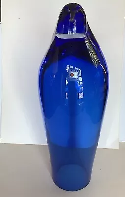 Buy Blenko Modern MCM Art Glass Blue Penguin  Large 16” Vintage Rare Sticker • 250.93£